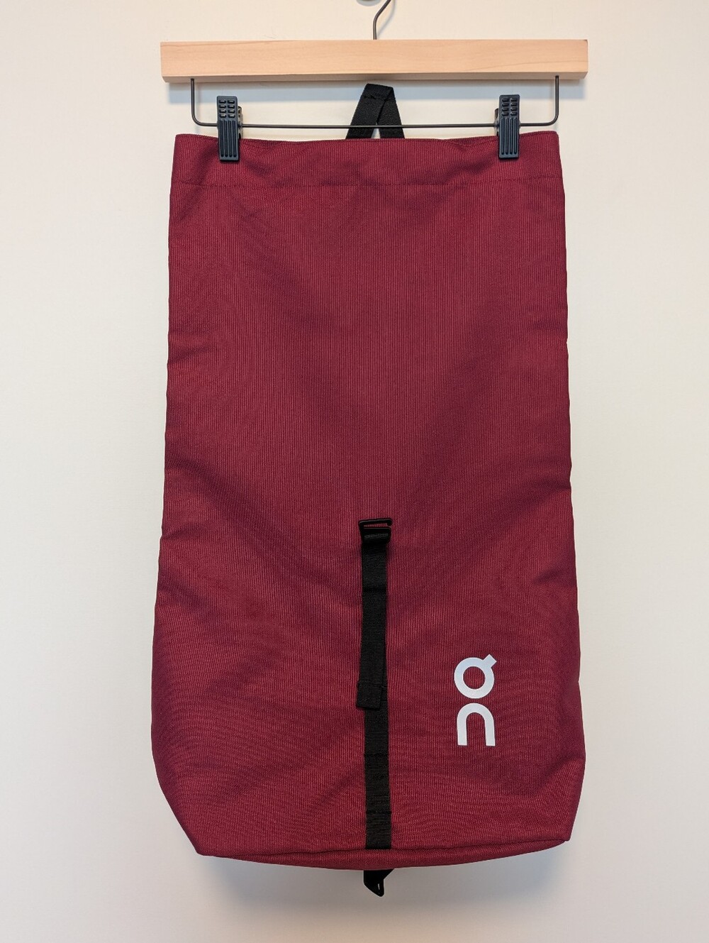 On Running Burgundy Roll-Top Backpack with Black Straps